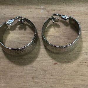 Silver Hoop Clip On Earrings